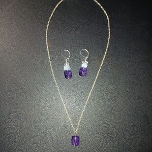 Purple Necklace and Earrings Set